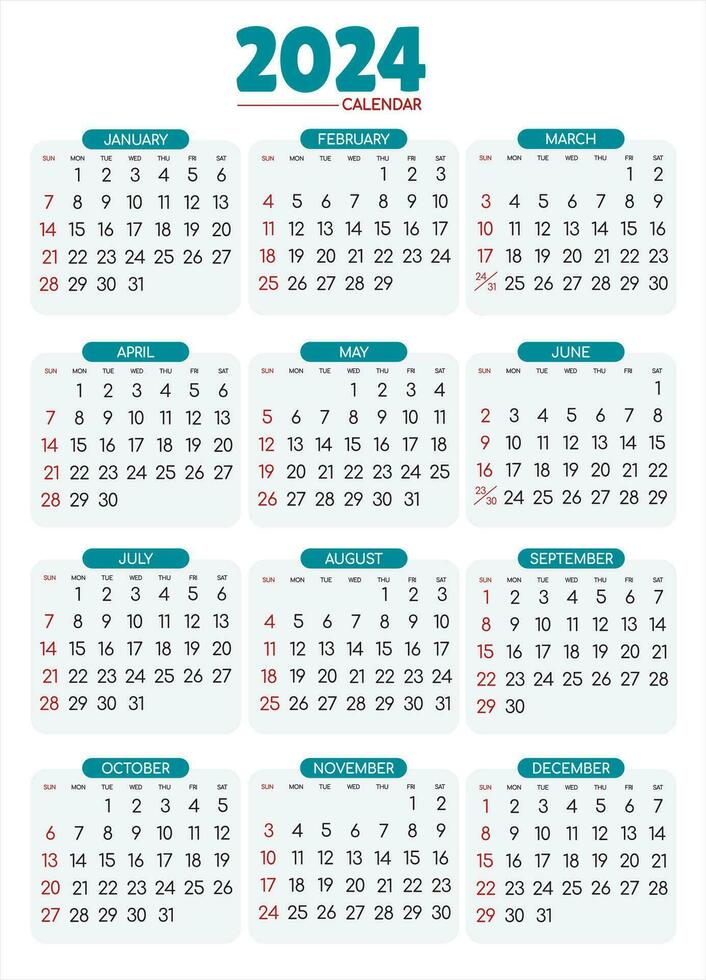 Calendar 2024 - All months vector