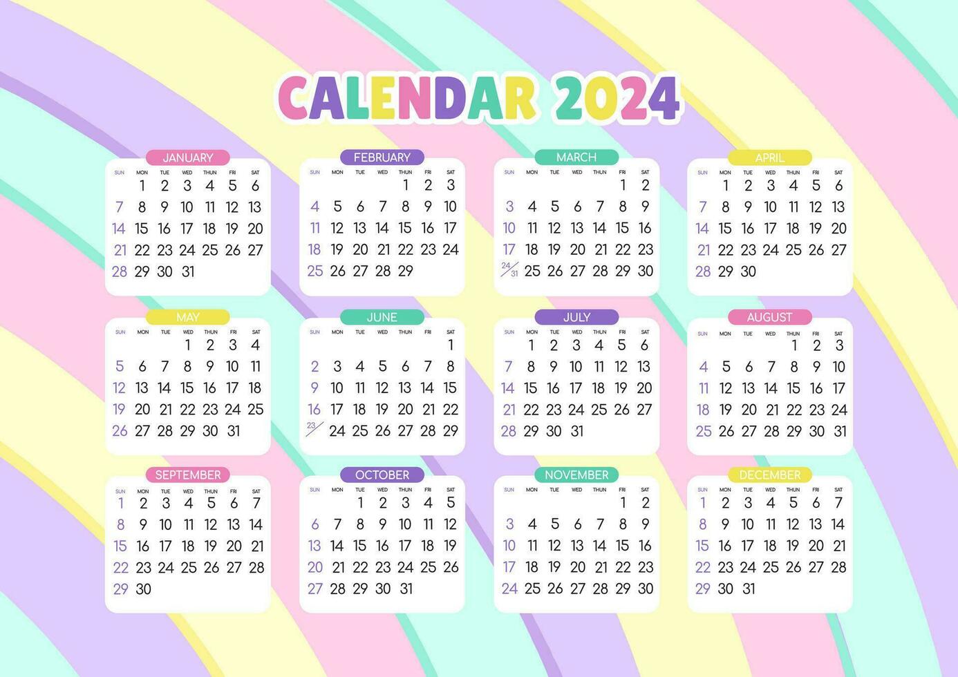 Calendar 2024 - All months vector