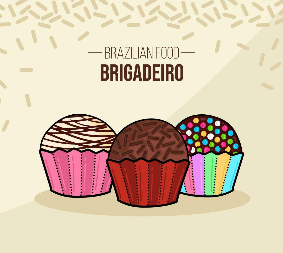 Set of Brigadeiro Brasil - Brazil - Brazilian chocolate food vector