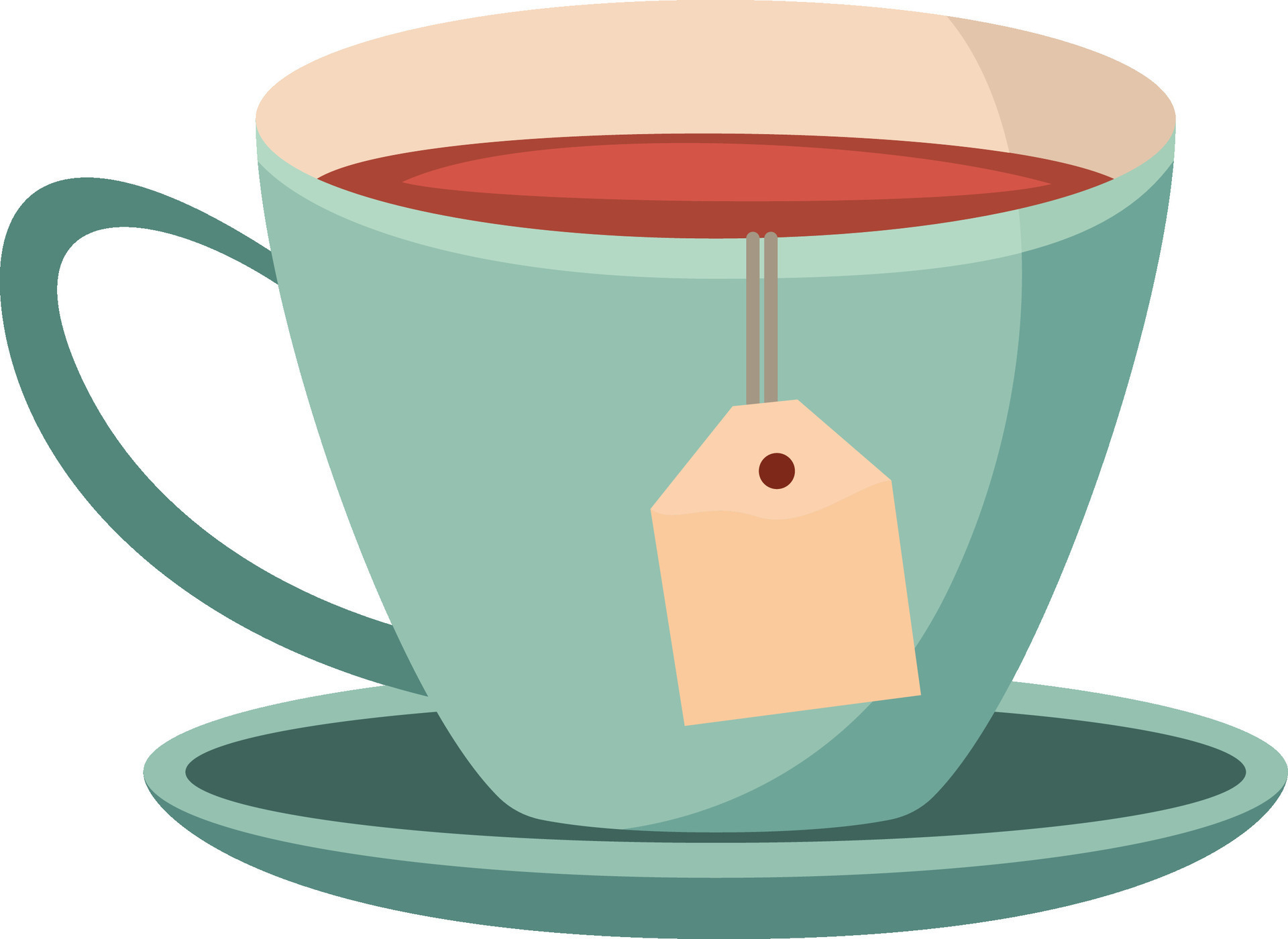 Cup of tea with a tea bag isolated on white background vector