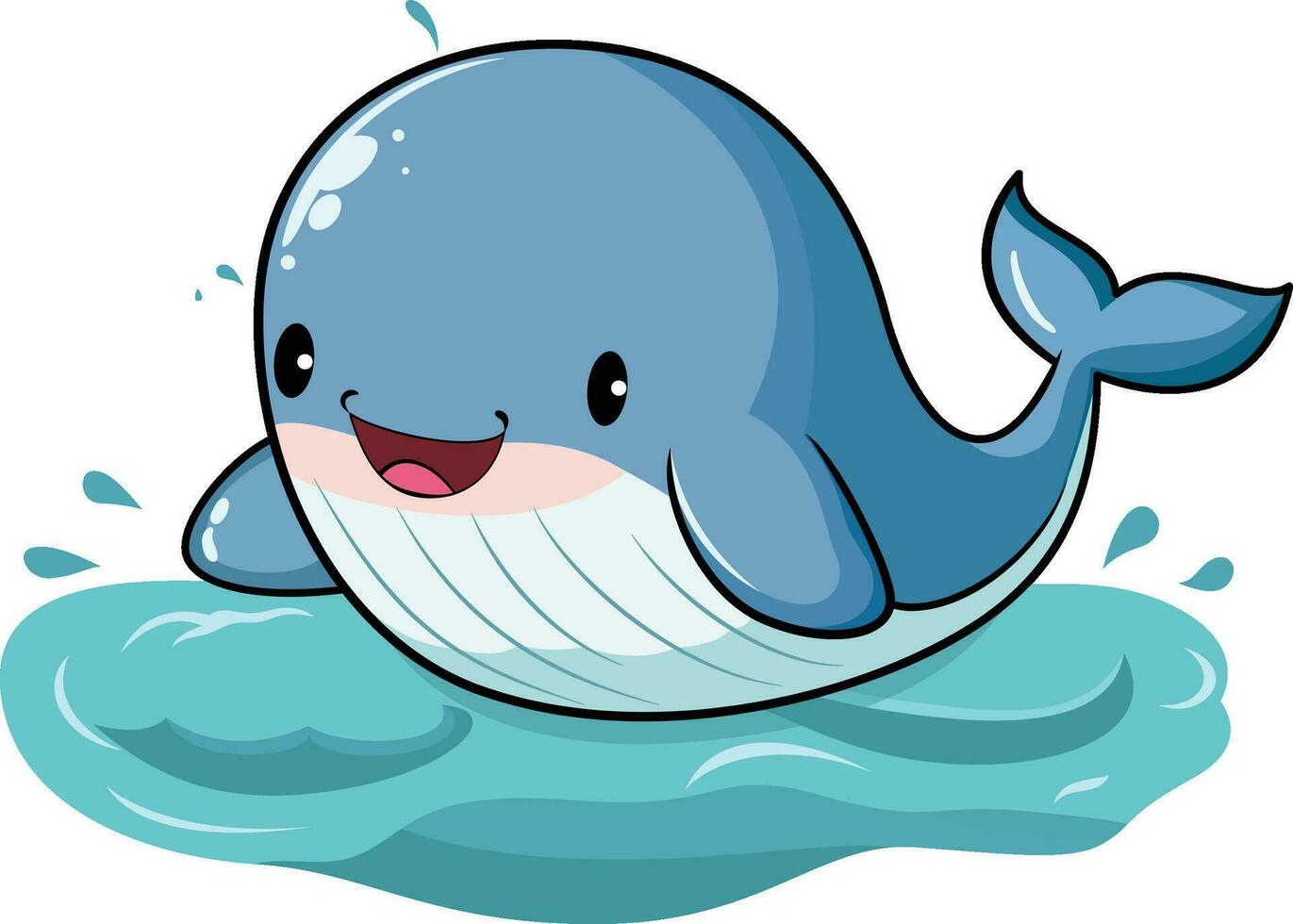 linda contento ballena en agua vector ilustración contento ballena mascota vector imagen
