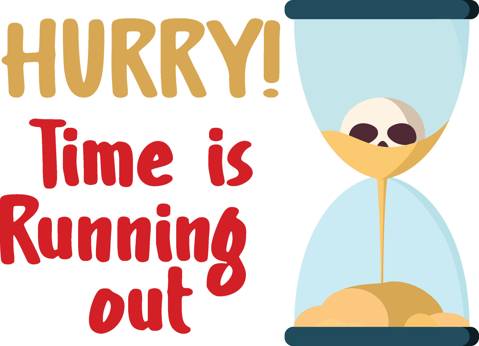 Sand Clock, running out of sand, revealing a skull submerged in sand