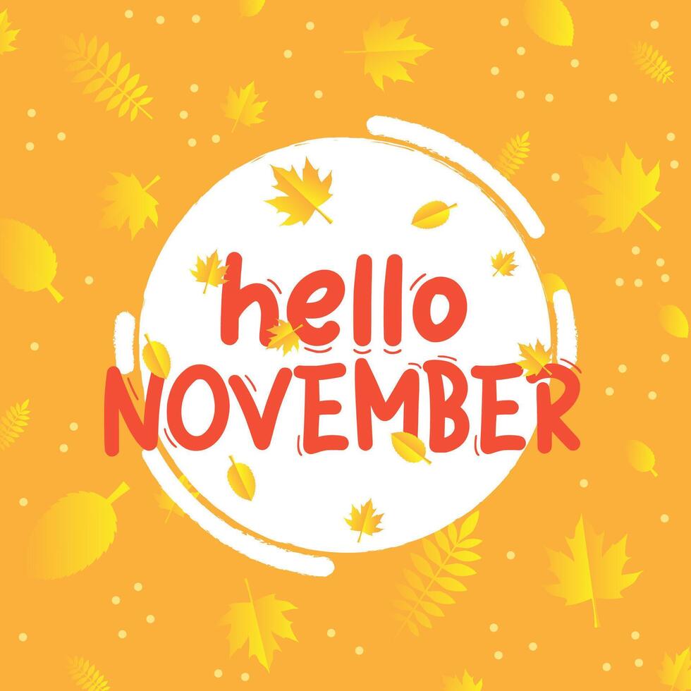 Hand drawn hello november banner template for autumn celebration