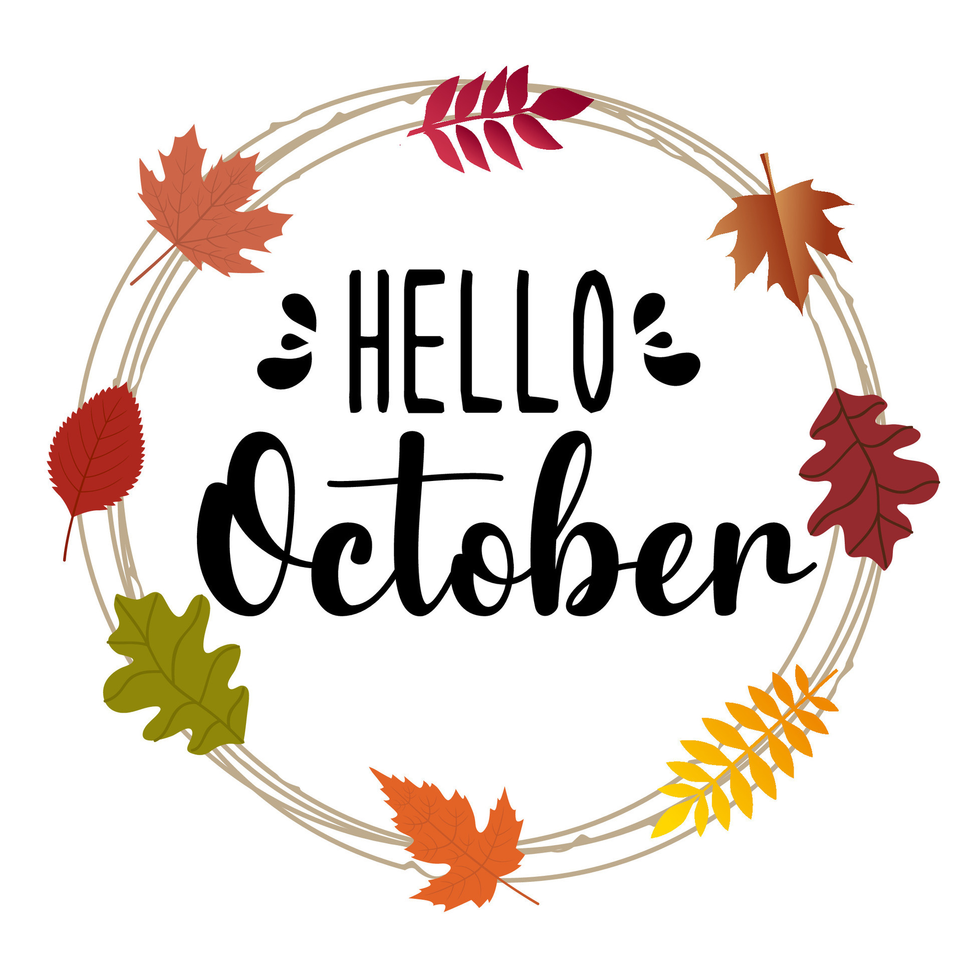 hello October with autumn vibe. october vector illustration