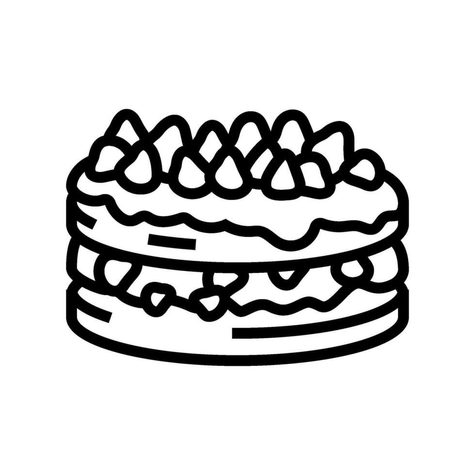 strawberry shortcake sweet food line icon vector illustration