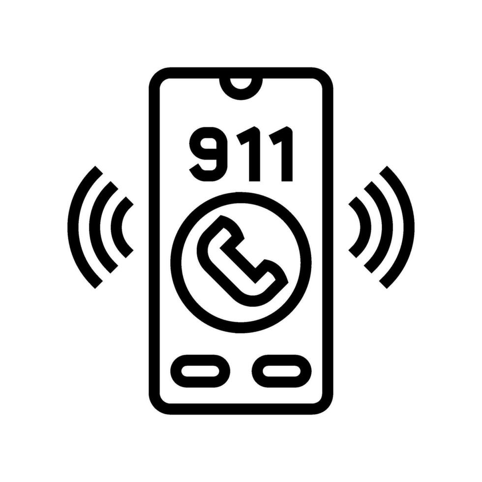 emergency phone alert line icon vector illustration