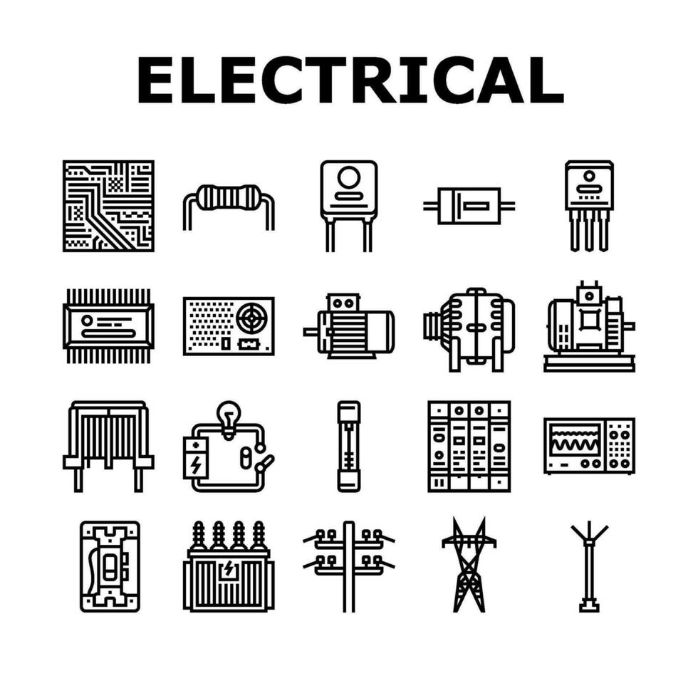 electrical engineer industry work icons set vector