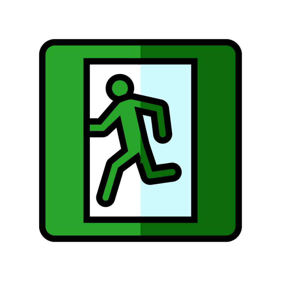 emergency exit safety color icon vector illustration