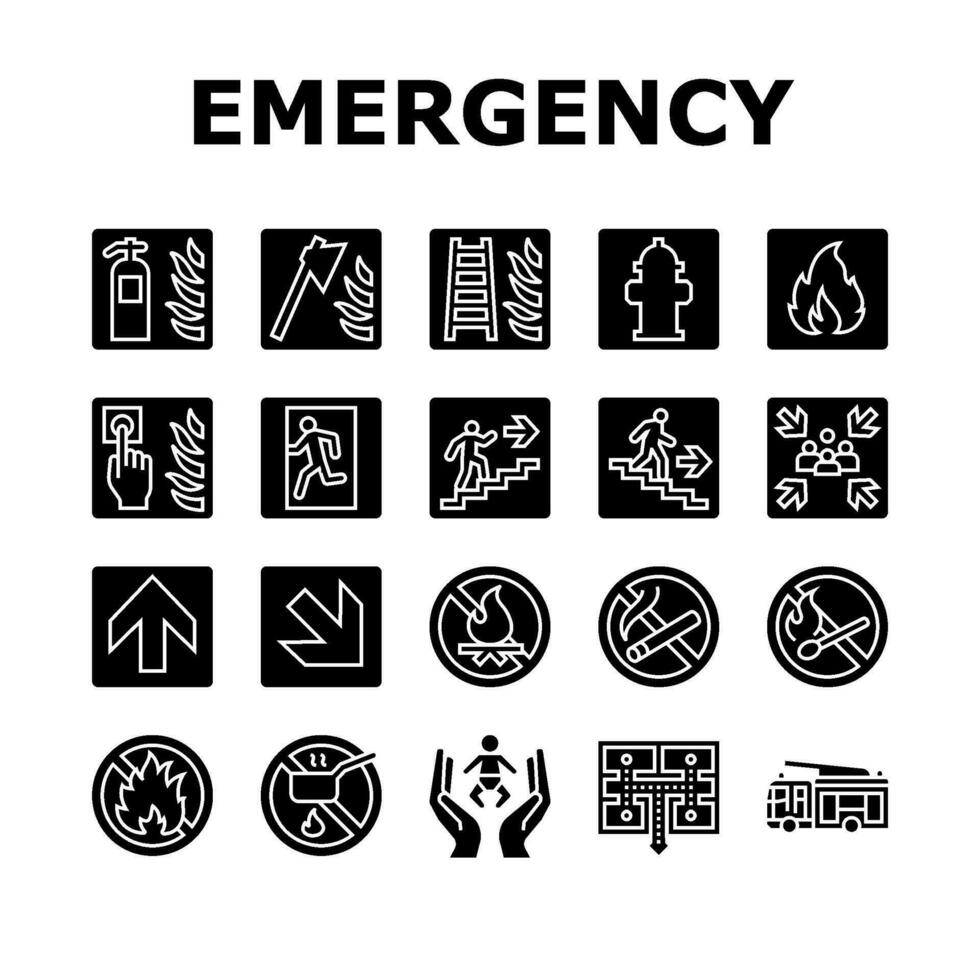 emergency safety security danger icons set vector