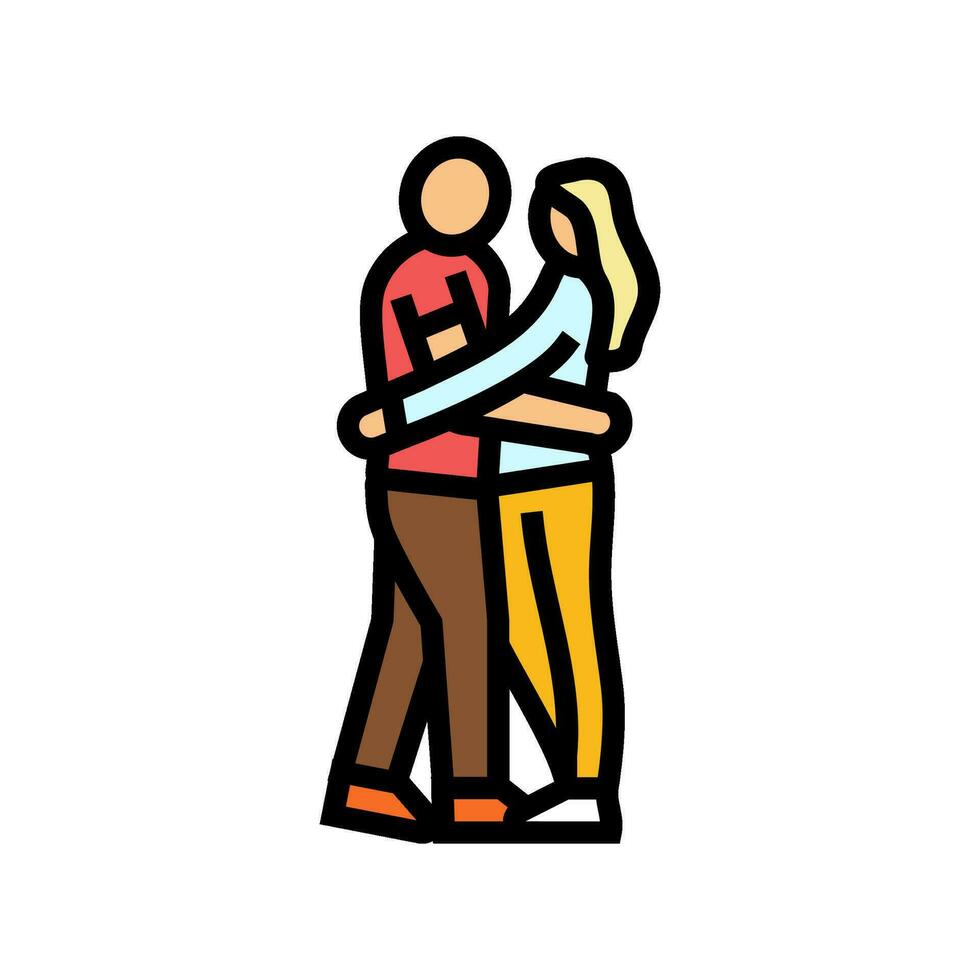 Pareja abrazando amor color icono vector ilustración