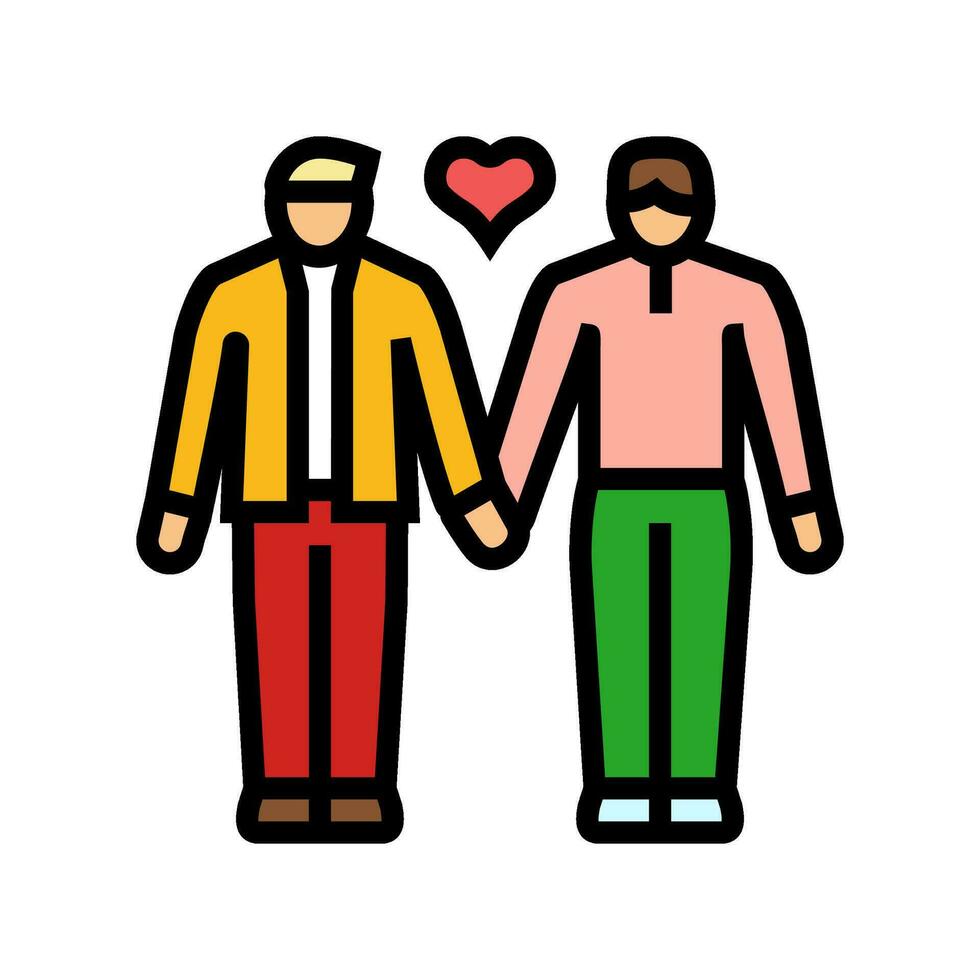 gay lgbt couple love color icon vector illustration