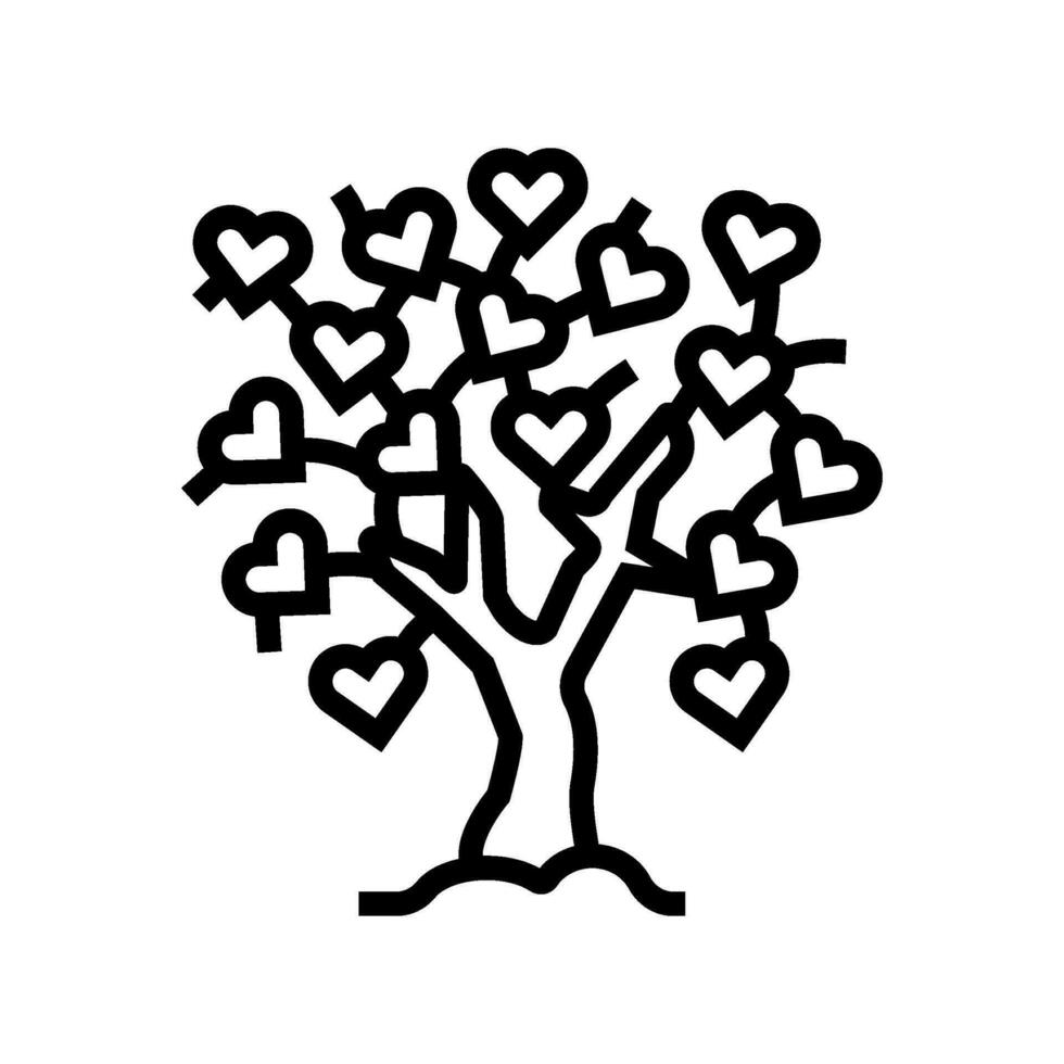 amor árbol línea icono vector ilustración