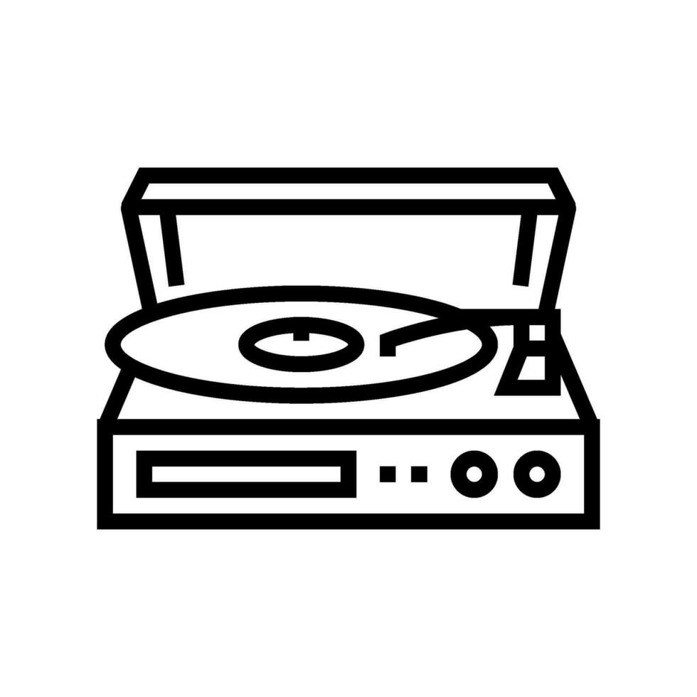 vinyl record player retro music line icon vector illustration