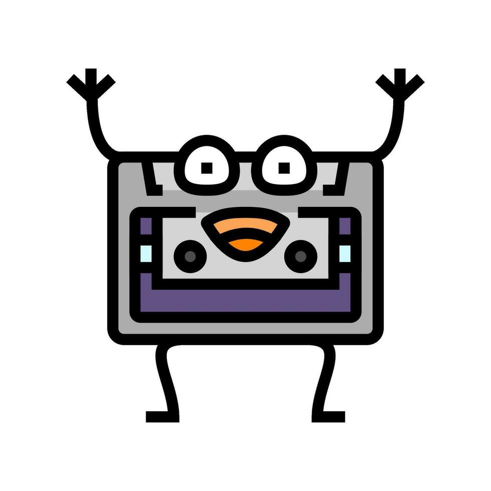 cassette tape character retro music color icon vector illustration