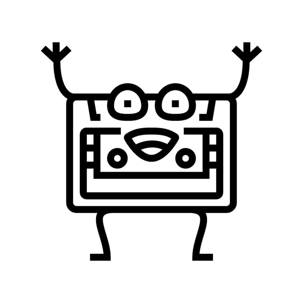 cassette tape character retro music line icon vector illustration