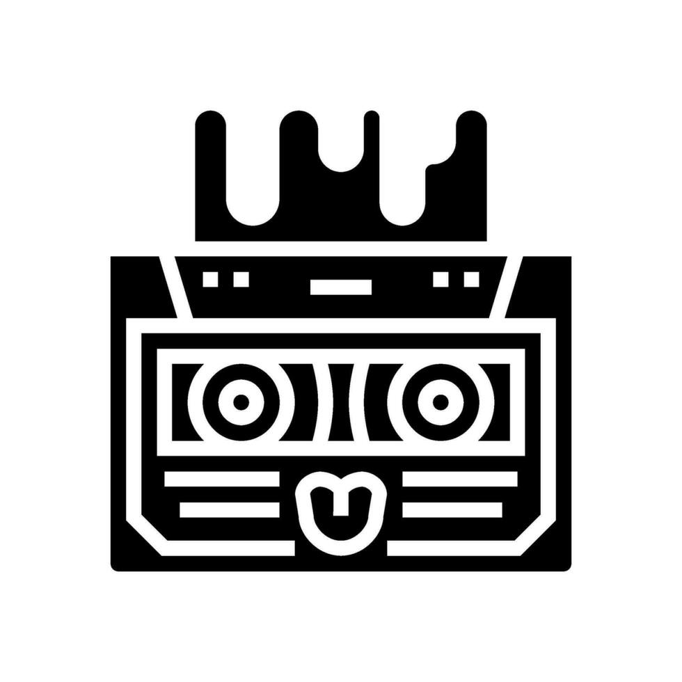 cassette tape music retro character glyph icon vector illustration