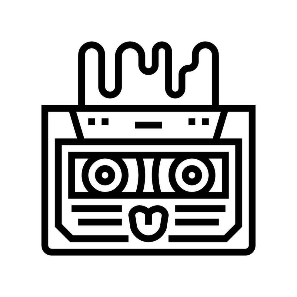 cassette tape music retro character line icon vector illustration