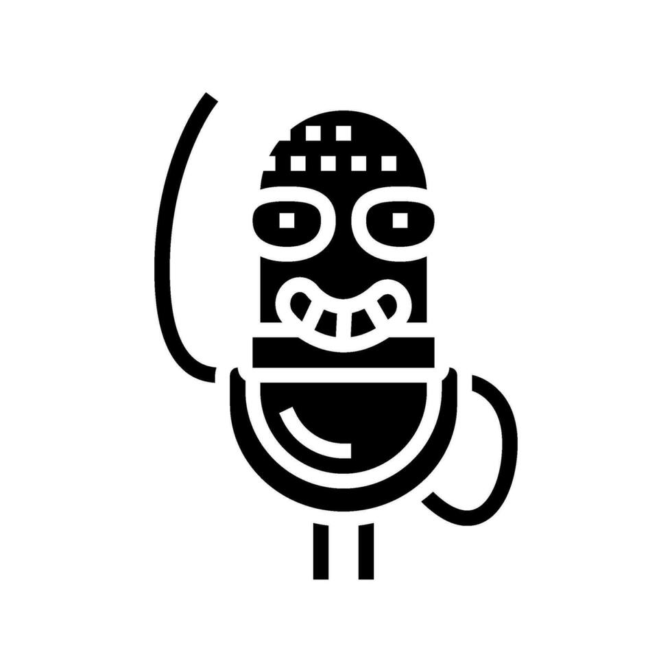 microphone music retro character glyph icon vector illustration