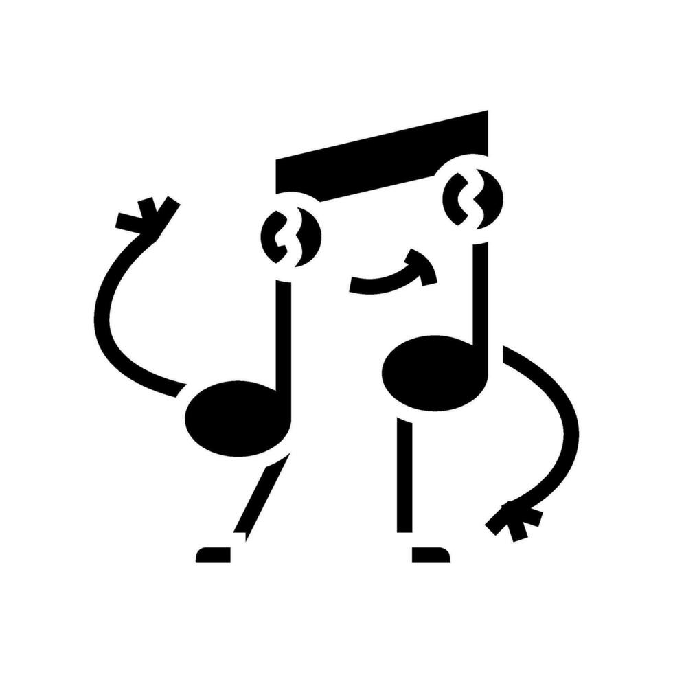 música Nota personaje retro glifo icono vector ilustración