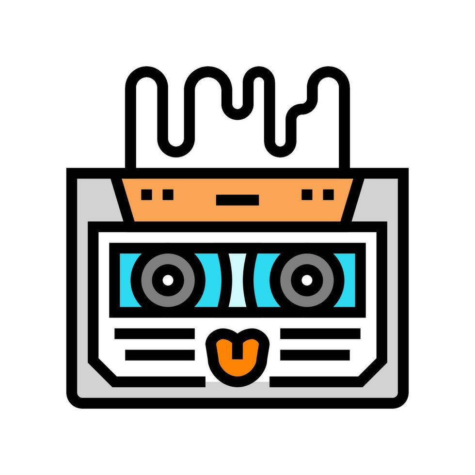 cassette tape music retro character color icon vector illustration