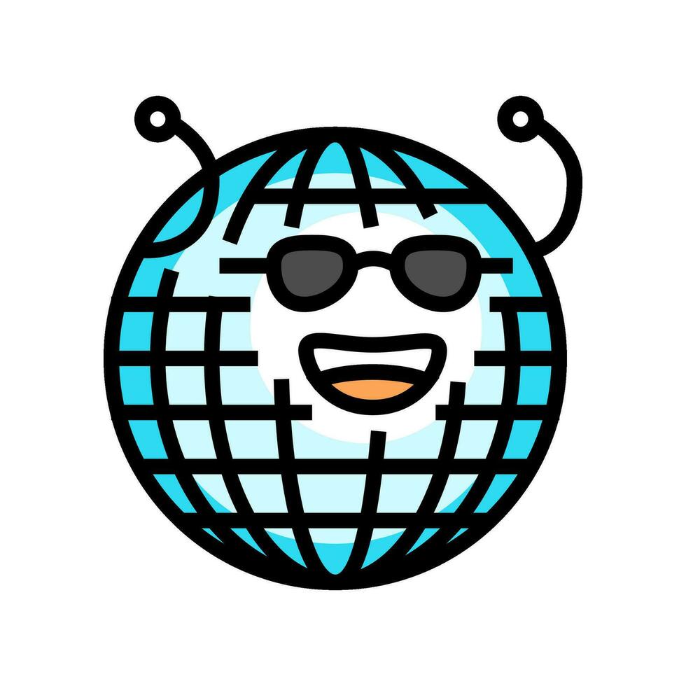 disco ball retro music character color icon vector illustration