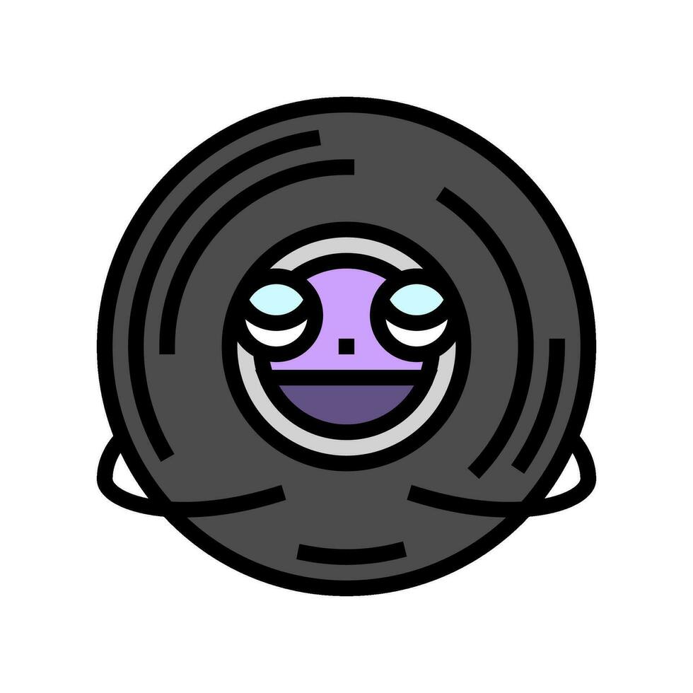 vinyl disc music retro character color icon vector illustration