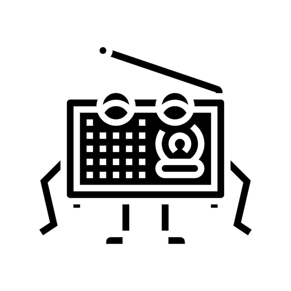 retro radio music character glyph icon vector illustration