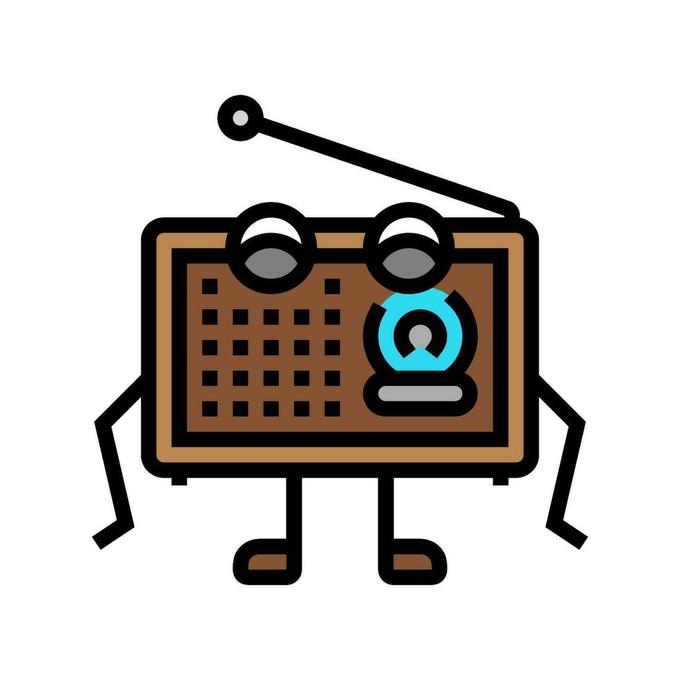 retro radio music character color icon vector illustration