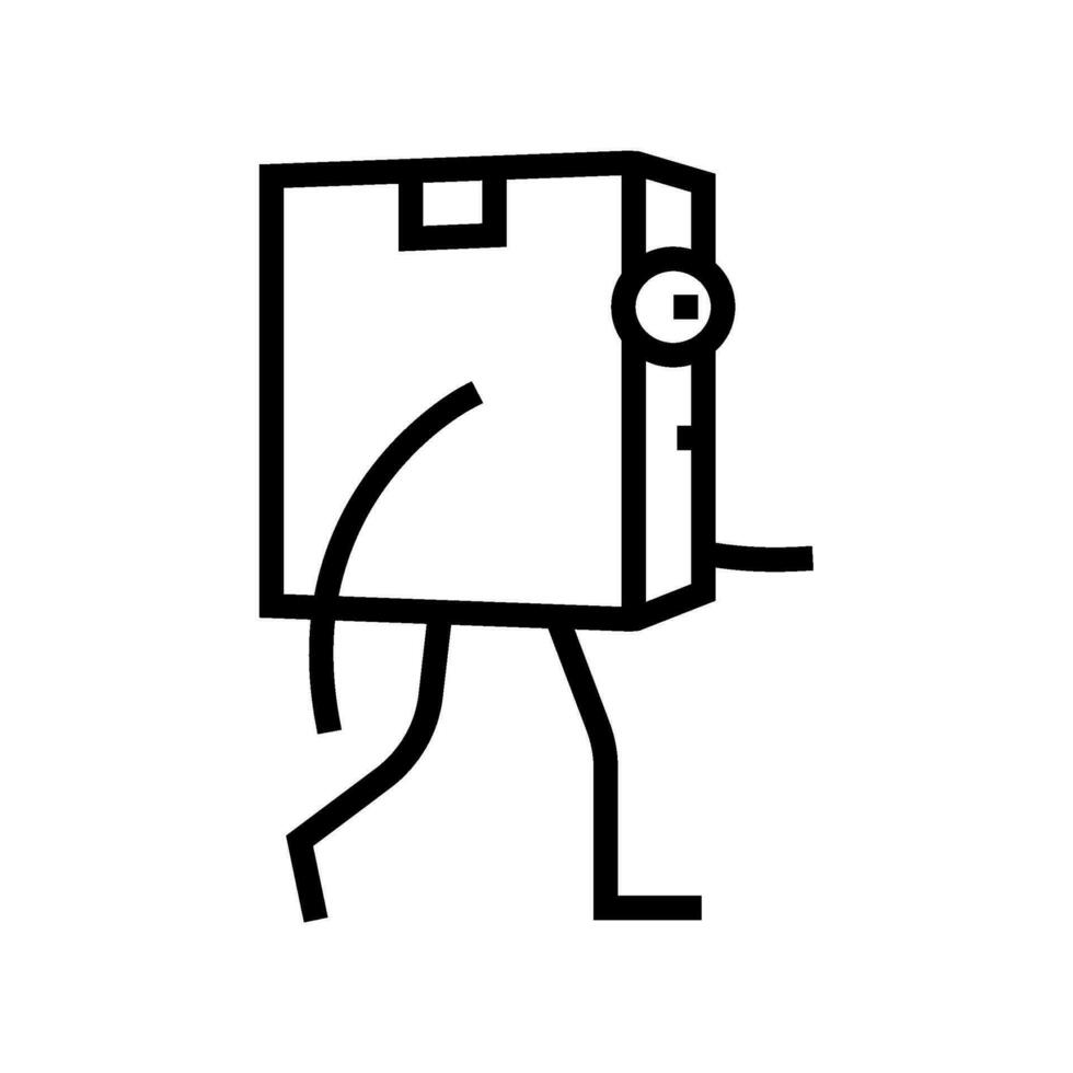 go cardboard box character line icon vector illustration