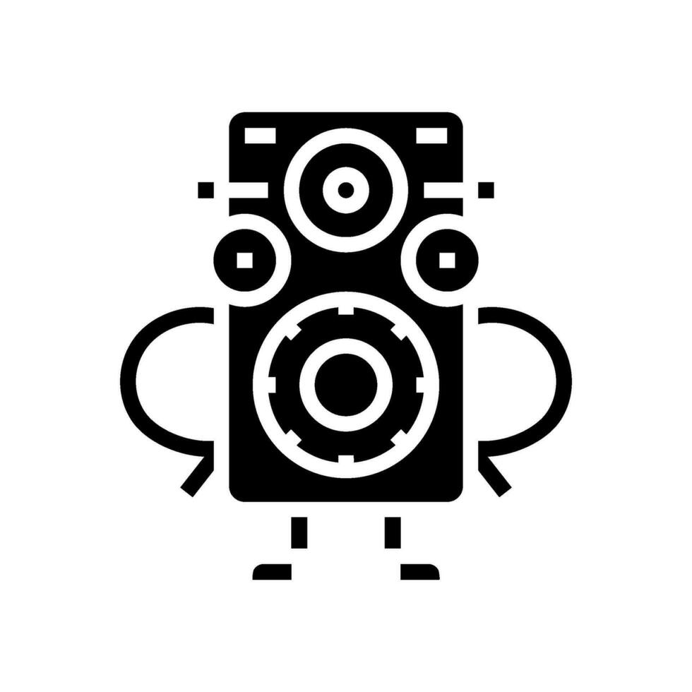 vintage speaker character retro music glyph icon vector illustration
