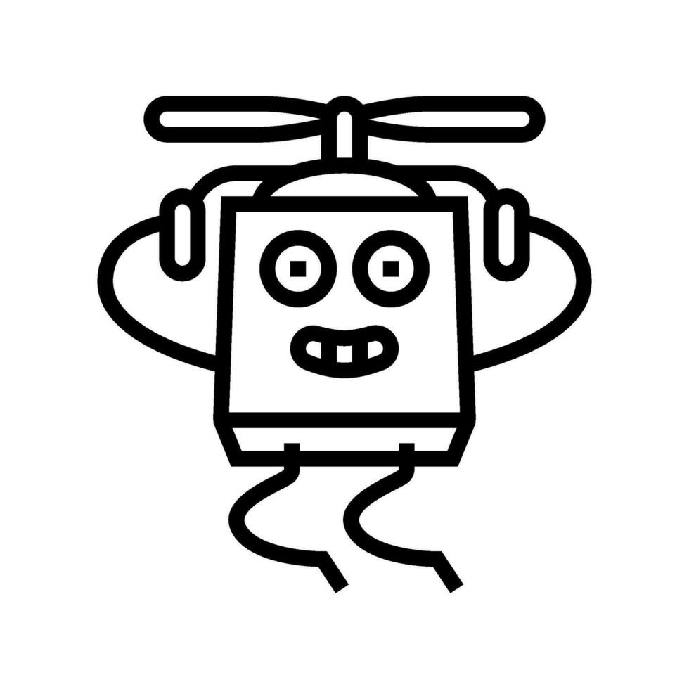drone cardboard box character line icon vector illustration