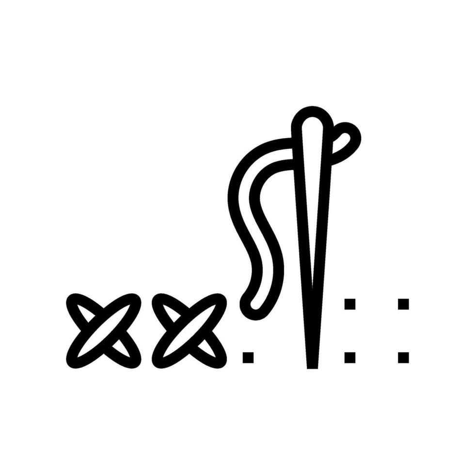 stitch guide embroidery hobby line icon vector illustration