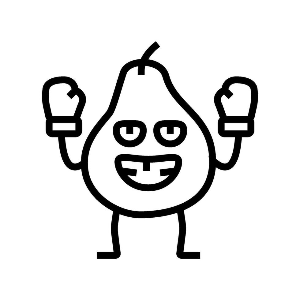 pear fruit fitness character line icon vector illustration