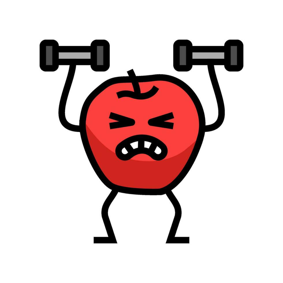 apple fruit fitness character color icon vector illustration