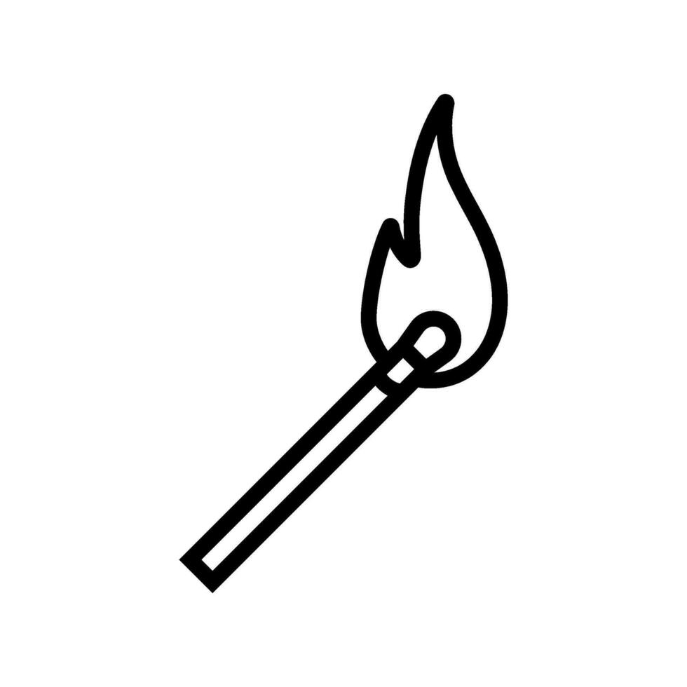 burning matchstick line icon vector illustration