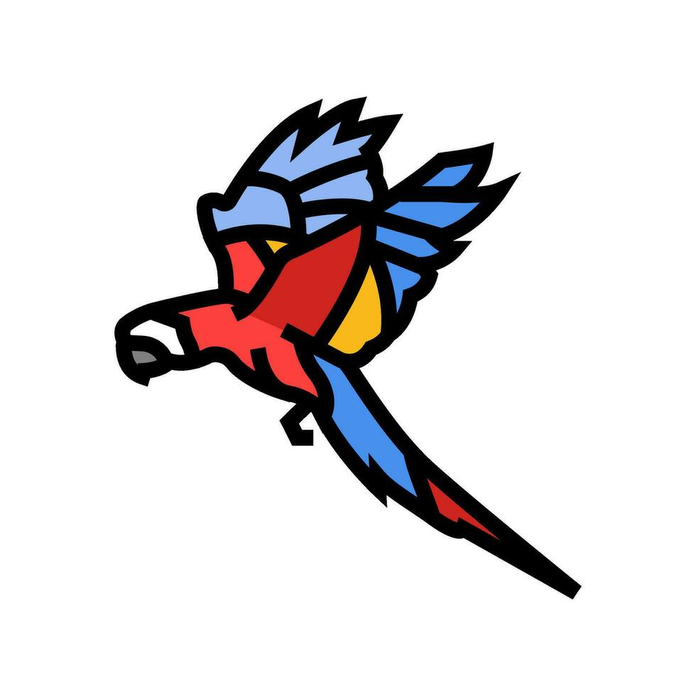 scarlet macaw flying parrot bird color icon vector illustration