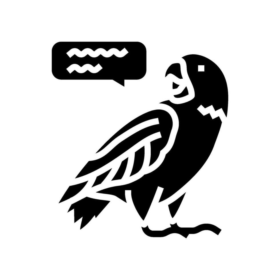 hablando loro pájaro glifo icono vector ilustración