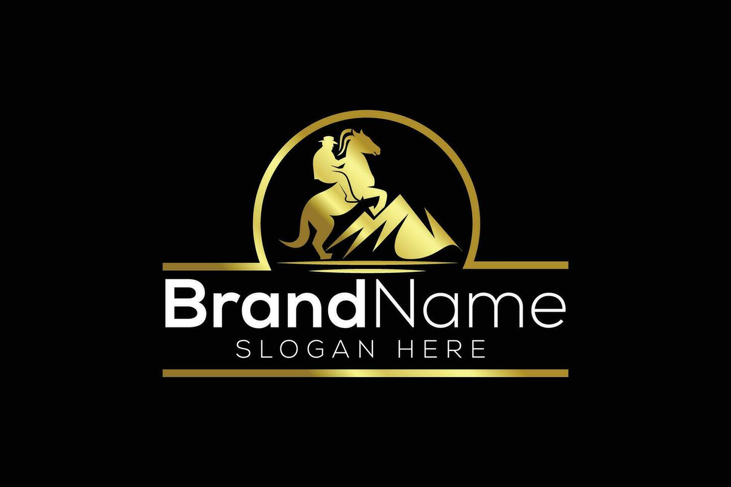 Trendy and Professional Horse and hill logo design vector template