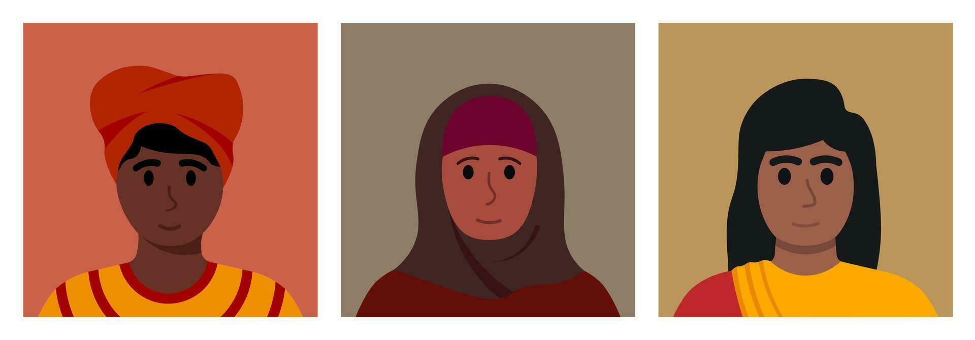 Portraits Of Black Women Of Different Cultures. Vector Illustration In Flat Style