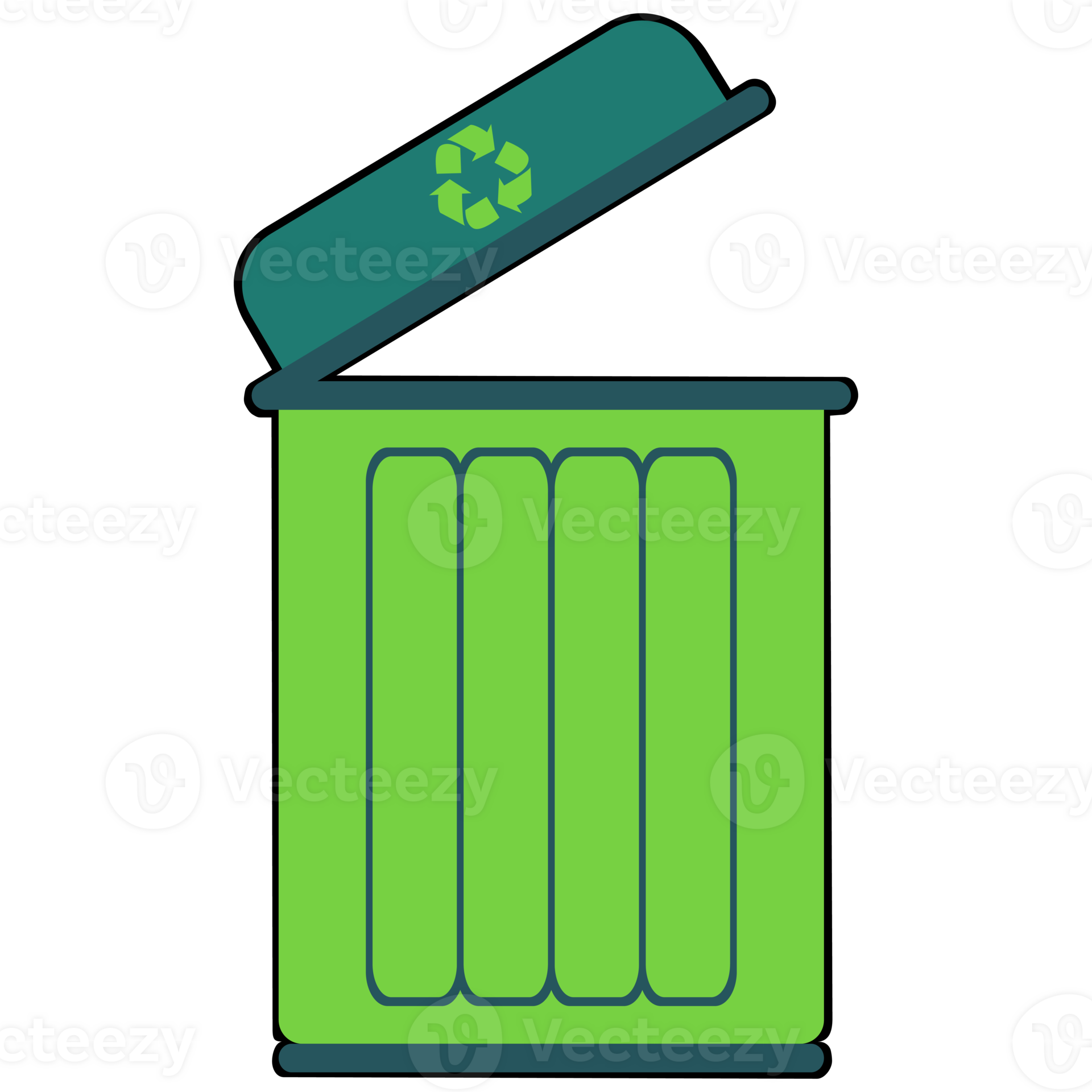 Recycle bin clipart flat design on transparent background, save world