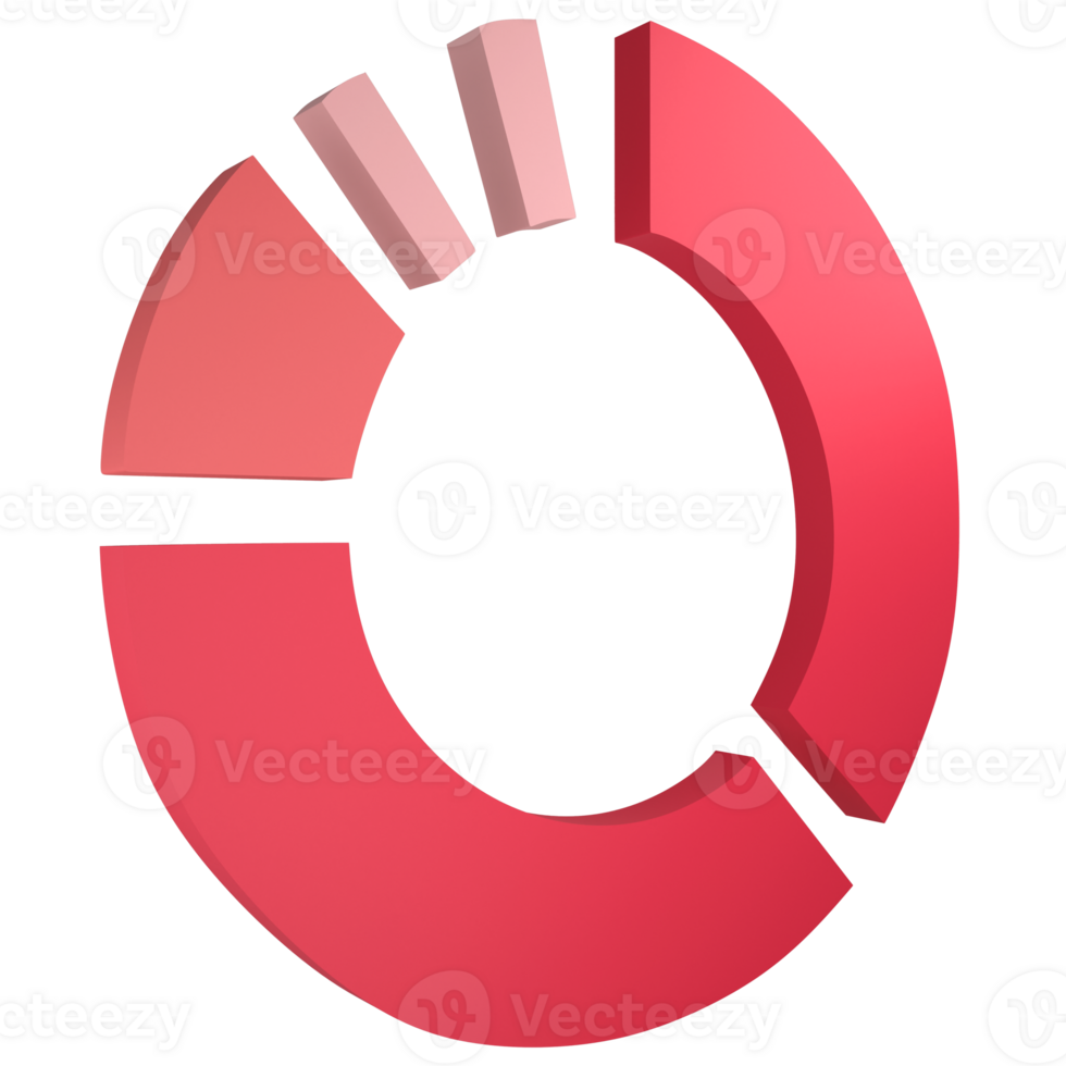 Pie chart clipart icon isolated on transparent background, 3D render business analysis concept png
