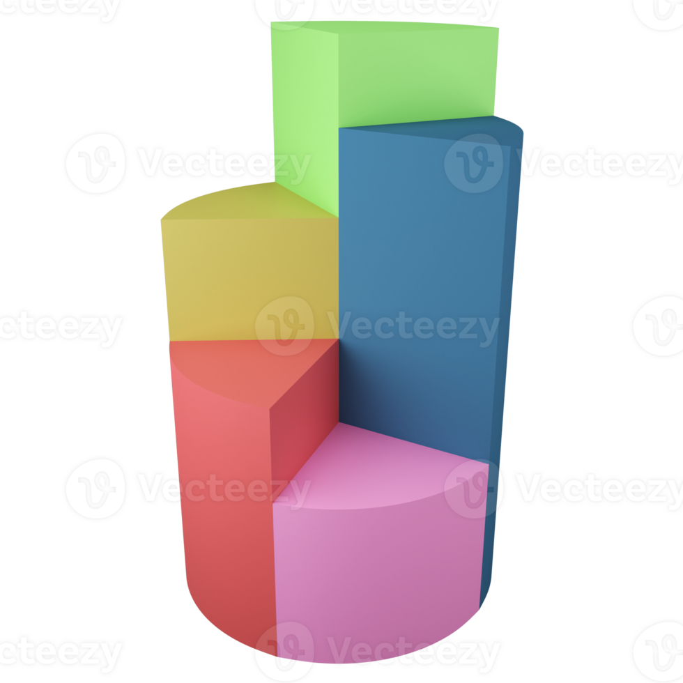 Pie chart clipart business icon isolated on transparent background, 3D render business analysis concept png
