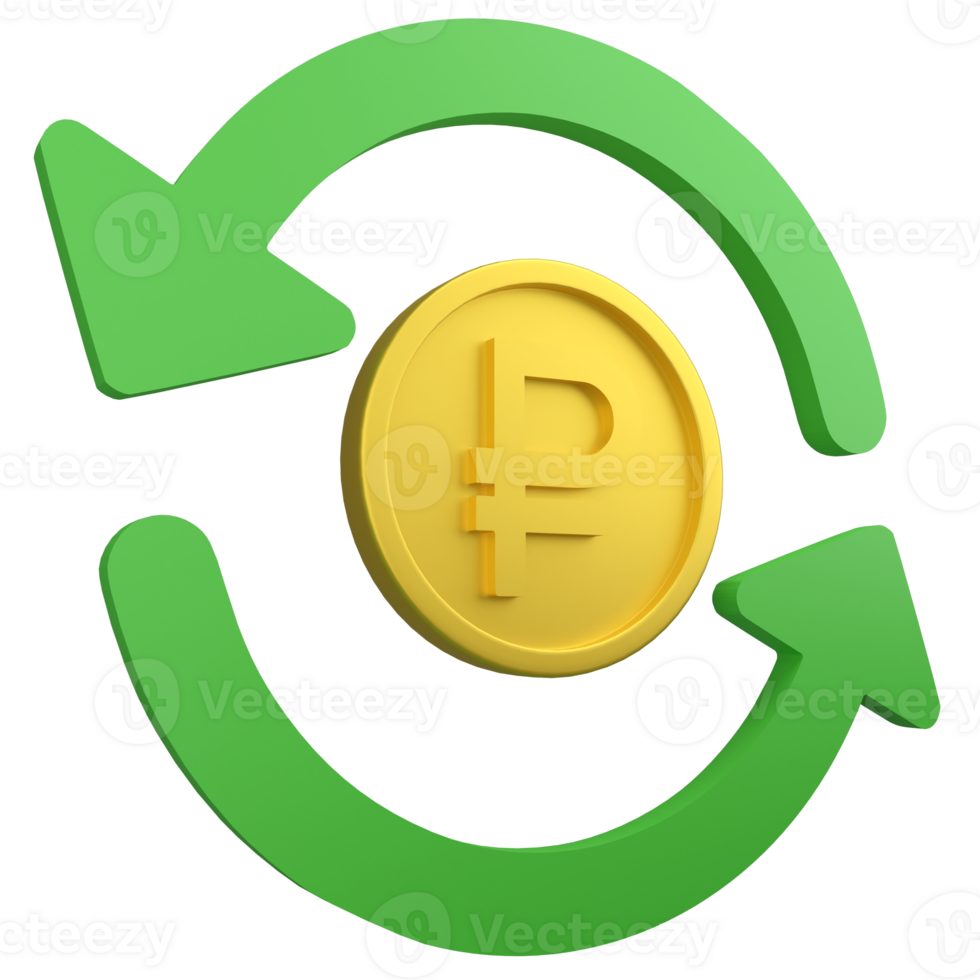 Russian ruble cycle trading clipart icon isolated on transparent background, 3D render forex finance trading concept png