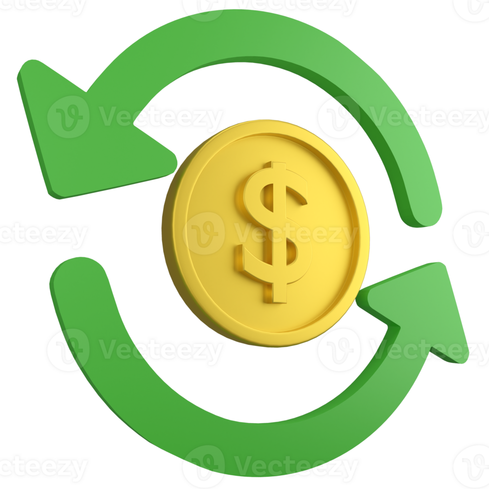 US Dollar cycle trading clipart icon isolated on transparent background, 3D render forex finance trading concept png