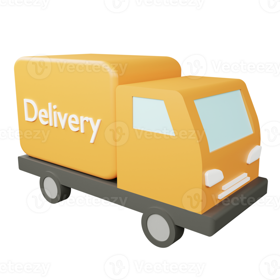 Delivery car clipart flat design icon isolated on transparent background, 3D render logistic and delivery concept png