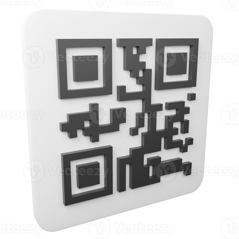 QR code clipart flat design icon isolated on transparent background, 3D render logistic and delivery concept png