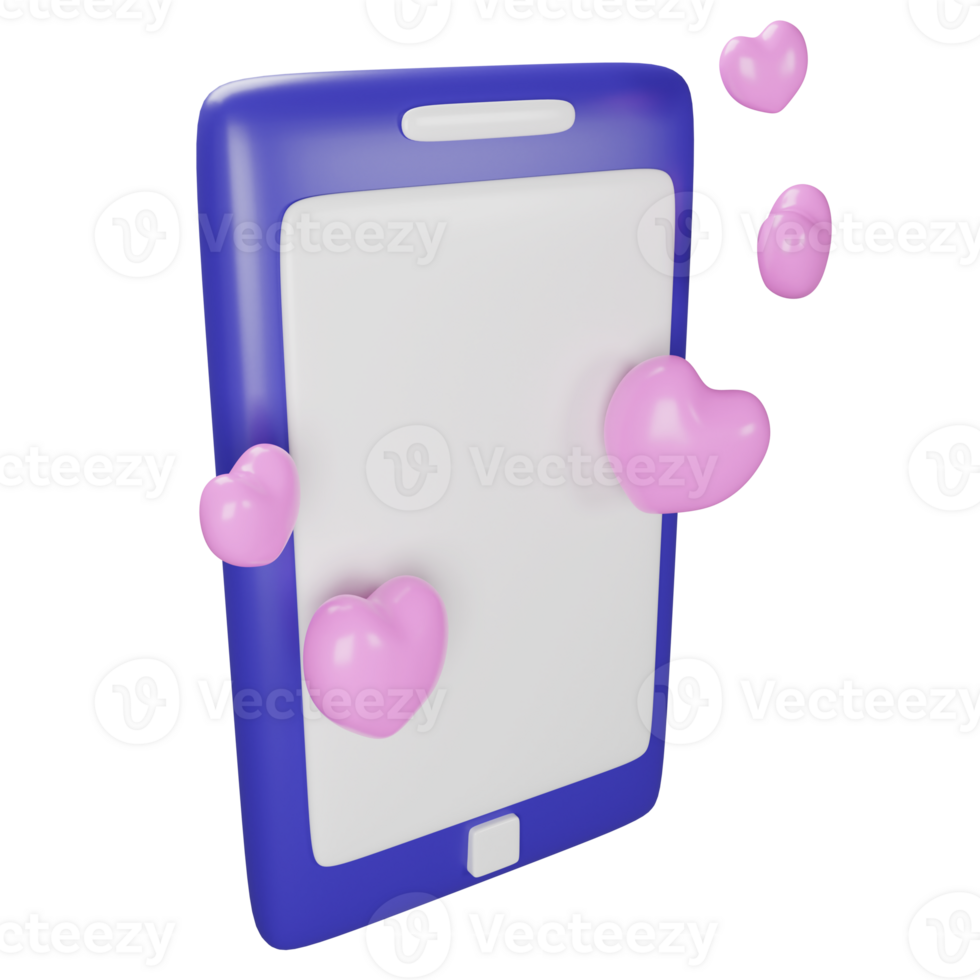 Dating on the phone clipart flat design icon isolated on transparent background, 3D render social media concept png