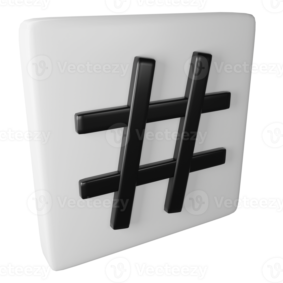 Hashtag Symbol Clip Art eben Design Symbol isoliert auf transparent Hintergrund, 3d machen Sozial Medien Konzept png