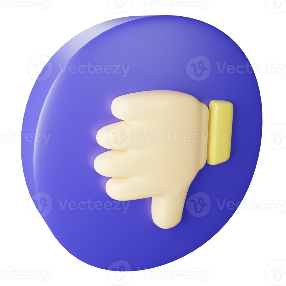 Dislike button clipart flat design icon isolated on transparent background, 3D render social media concept png