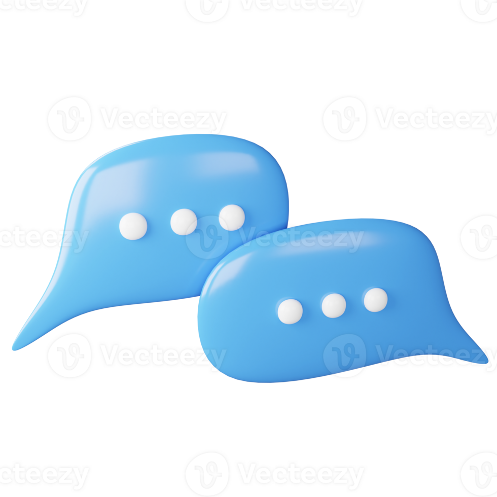 Chat bubble clipart flat design icon isolated on transparent background, 3D render social media concept png